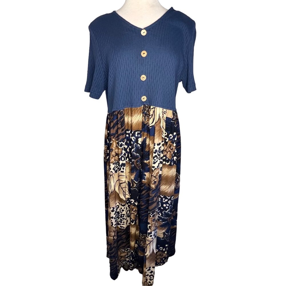 VNT  teddi Women's A Below Knee Length Dress Size Large (not on tag) Short Sleev - Picture 1 of 14